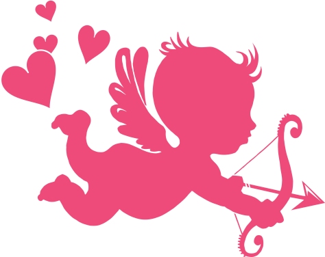 Happy Cupid with bow and arrow - vector illustration;